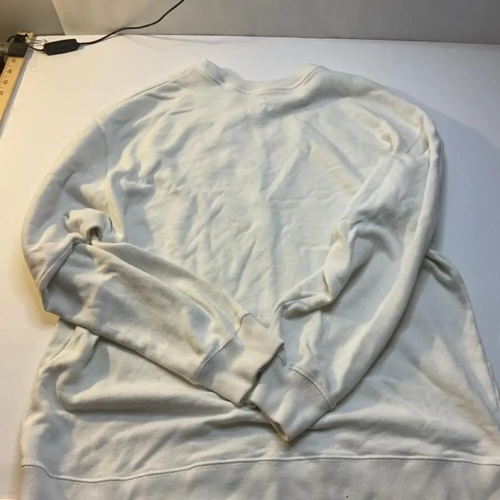Hollister-co Men's Cream and White Sweatshirt